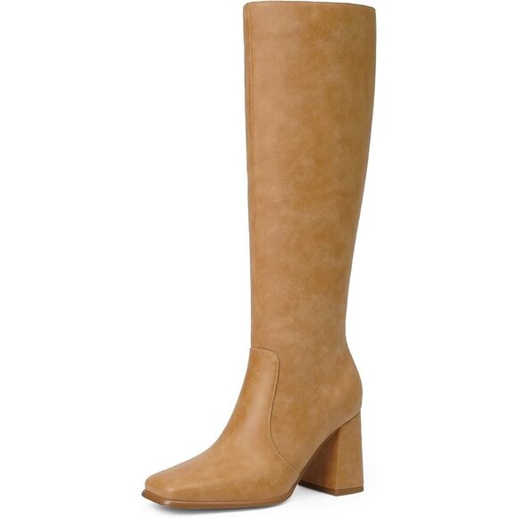 Shoes - Women's Banana Modatope Knee Toe Side Zipper High Heel Square Long boots